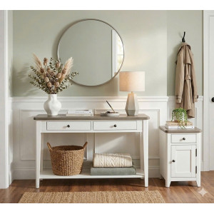 P2728 Collection 02 : Bộ 2 Bàn Trang Trí - Màu Trắng + Nâu